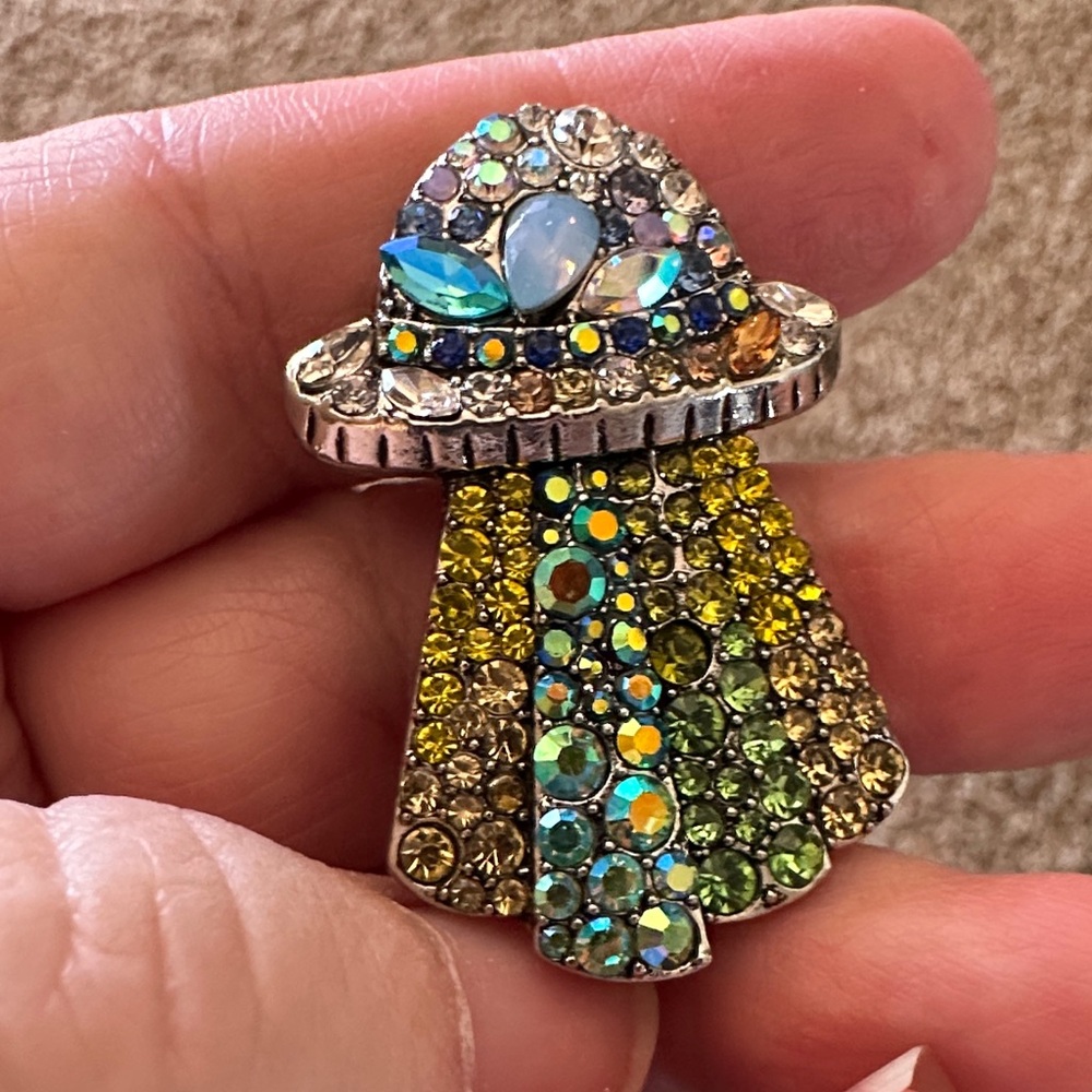 Modern Colorful Rhinestone UFO Brooch - Picture 5 of 5